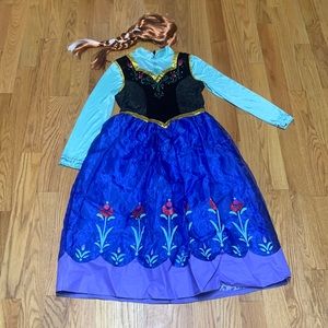Anna from frozen the movie costume with cape and hair wig